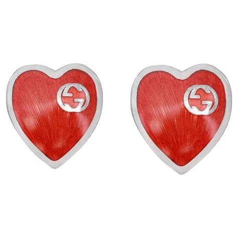 heart earrings gucci|Gucci enamel heart stud earrings.